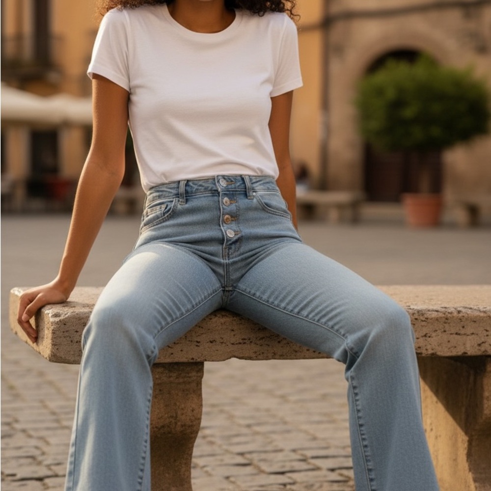 Forever 21 Light Blue Flare Jeans